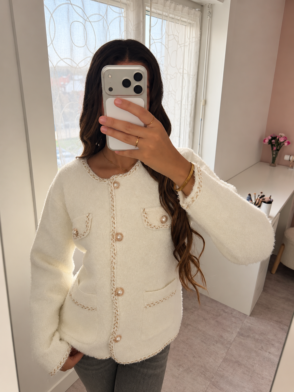Cardigan à boutons - Blanc
