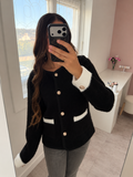 Cardigan bicolore à boutons - Noir